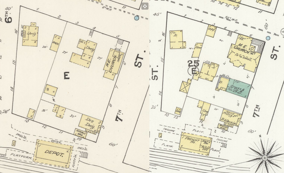 Sanborn Fire Insurance Map 1888 and 1892